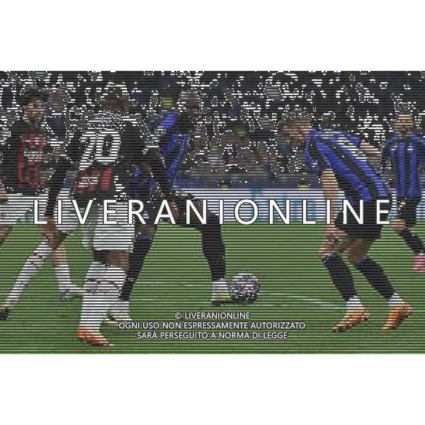 Romelu Lukaku (Inter) serve a Lautaro Martinez (Inter) la palla per il gol dell\'1 a 0 Inter vs Milan Milano 16-05-2023 Stadio Giuseppe Meazza - San Siro UEFA Champions League semifinale - gara di ritorno foto Roberto Garavaglia/ag. Aldo Liverani sas / AGENZIA ALDO LIVERANI SAS