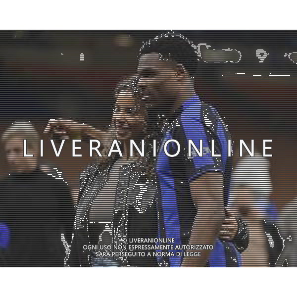Denzel Dumfries (Inter) con la fidanzata Jaimy Kenswiel Inter vs Milan Milano 16-05-2023 Stadio Giuseppe Meazza - San Siro UEFA Champions League semifinale - gara di ritorno foto Roberto Garavaglia/ag. Aldo Liverani sas / AGENZIA ALDO LIVERANI SAS