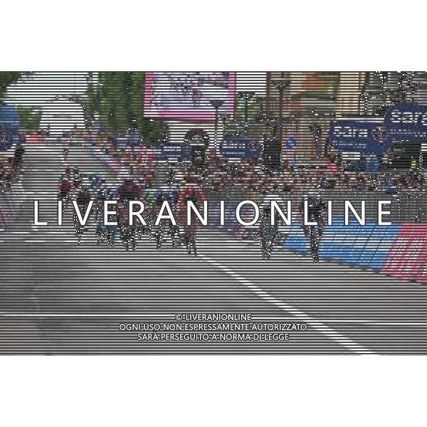 17-05-2023 Giro D\'italia; Tappa 11 Camaiore - Tortona; 2023, Uae Emirates; 2023, Bahrain - Victorious; 2023, Astana Qazaqstan; 2023, Trek - Segafredo; Ackermann, Pascal; Milan, Jonathan; Cavendish, Mark; Pedersen, Mads; Tortona; ©SIROTTI / AGENZIA ALDO LIVERANI SAS