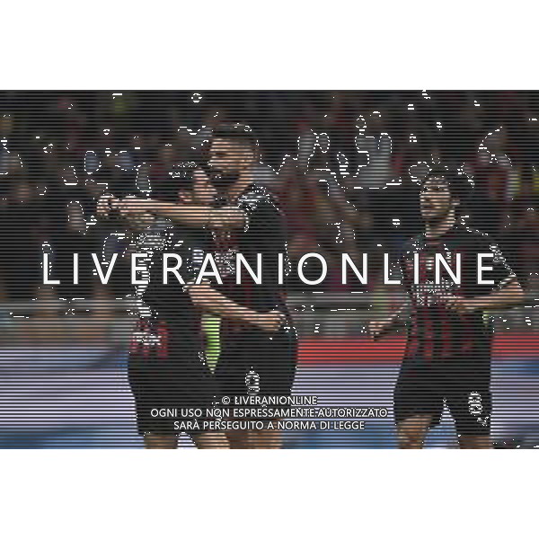 esultanza Milan dopo il gol del 3 a 1 su rigore Olivier Giroud con davide calabria Milan vs Sampdoria Milano 20-05-2023 Stadio Giuseppe Meazza - San Siro Campionato Serie A TIM - 36a giornata foto Roberto Garavaglia/ag. Aldo Liverani sas/ AGENZIA ALDO LIVERANI SAS