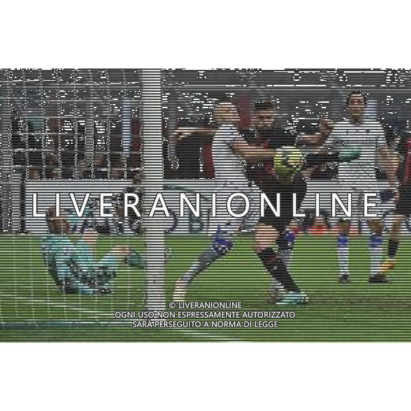 Olivier Giroud (Milan) segna il gol del 5 a 1 Milan vs Sampdoria Milano 20-05-2023 Stadio Giuseppe Meazza - San Siro Campionato Serie A TIM - 36a giornata foto Roberto Garavaglia/ag. Aldo Liverani sas/ AGENZIA ALDO LIVERANI SAS