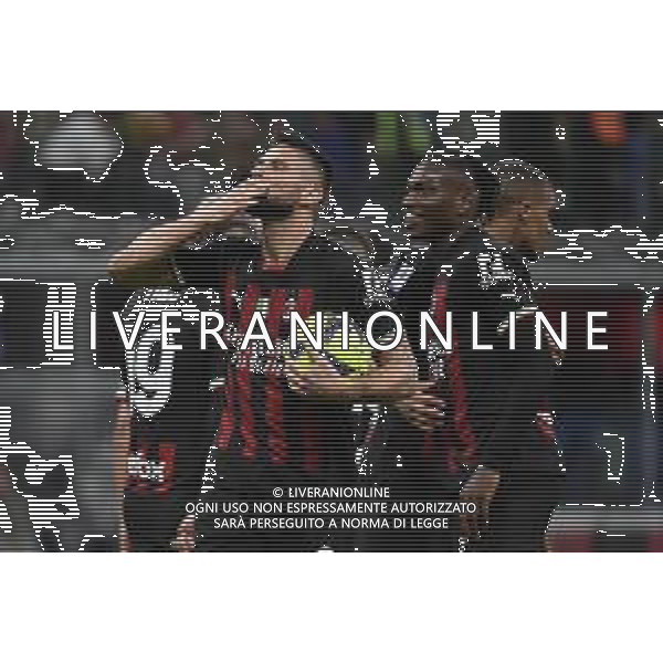 Olivier Giroud (Milan) e Rafael Leao (Milan) esultano dopo il gol del 5 a 1 Milan vs Sampdoria Milano 20-05-2023 Stadio Giuseppe Meazza - San Siro Campionato Serie A TIM - 36a giornata foto Roberto Garavaglia/ag. Aldo Liverani sas/ AGENZIA ALDO LIVERANI SAS