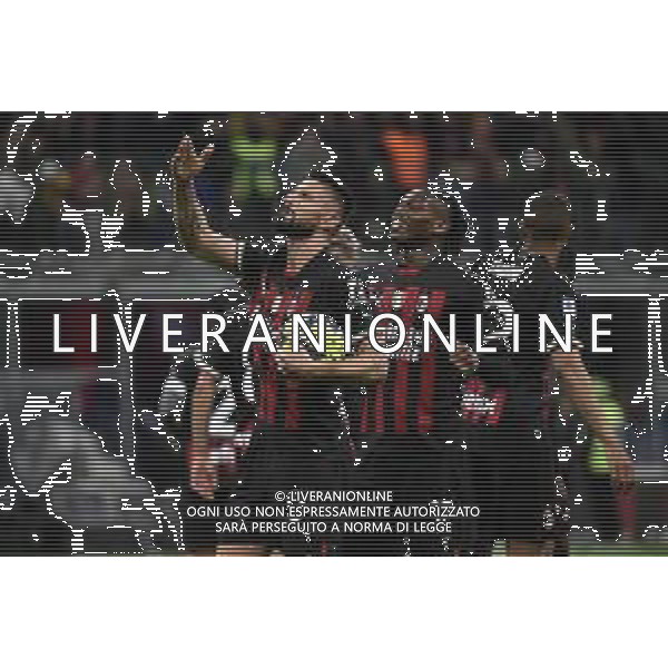 Rafael Leao (Milan) e Olivier Giroud (Milan) esultano dopo il gol del 5 a 1 Milan vs Sampdoria Milano 20-05-2023 Stadio Giuseppe Meazza - San Siro Campionato Serie A TIM - 36a giornata foto Roberto Garavaglia/ag. Aldo Liverani sas/ AGENZIA ALDO LIVERANI SAS