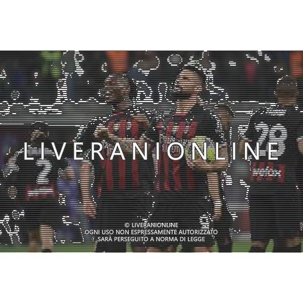 Rafael Leao (Milan) e Olivier Giroud (Milan) esultano dopo il gol del 5 a 1 Milan vs Sampdoria Milano 20-05-2023 Stadio Giuseppe Meazza - San Siro Campionato Serie A TIM - 36a giornata foto Roberto Garavaglia/ag. Aldo Liverani sas/ AGENZIA ALDO LIVERANI SAS