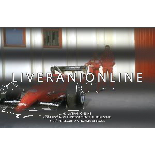 RETROSPETTIVA MICHELE ALBORETO PILOTA F1 NELLA FOTO MICHELE ALBORETO NELL\'ANNO 1984 CON RENE\' ARNOUX SULLA MONOPOSTO 126 C4 FERRARI AG ALDO LIVERANI SAS