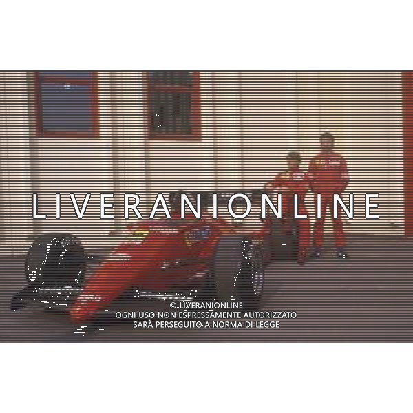 RETROSPETTIVA MICHELE ALBORETO PILOTA F1 NELLA FOTO MICHELE ALBORETO NELL\'ANNO 1984 CON RENE\' ARNOUX SULLA MONOPOSTO 126 C4 FERRARI AG ALDO LIVERANI SAS