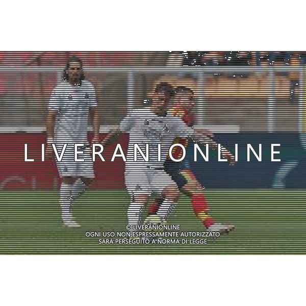 Salvatore Esposito (Spezia Calcio) and Gabriel Strefezza (US Lecce) during the Italian soccer Serie A match US Lecce vs Spezia Calcio on May 21, 2023 at Via del Mare Stadium in Lecce, Italy. Photo by Emmanuele Mastrodonato/ag. Aldo Liverani sas / AGENZIA ALDO LIVERANI SAS