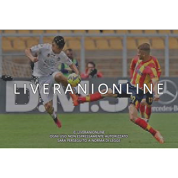 Kevin Agudelo (Spezia Calcio) and Alexis Blin (US Lecce) during the Italian soccer Serie A match US Lecce vs Spezia Calcio on May 21, 2023 at Via del Mare Stadium in Lecce, Italy. Photo by Emmanuele Mastrodonato/ag. Aldo Liverani sas / AGENZIA ALDO LIVERANI SAS