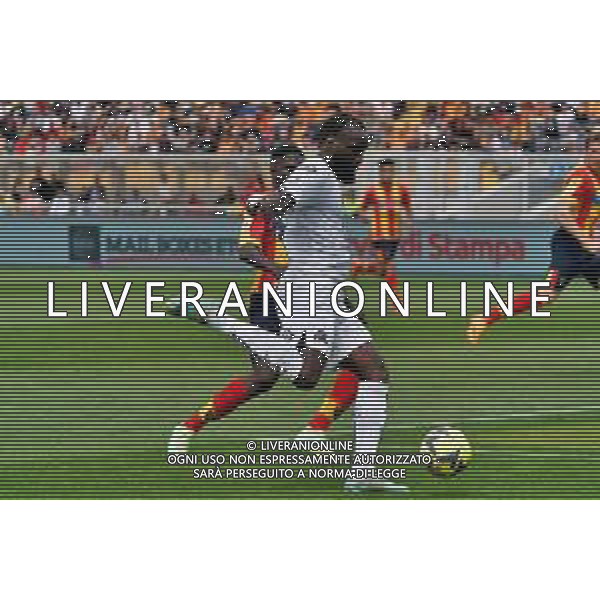 M\'Bala Nzola (Spezia Calcio) and Samuel Umtiti (US Lecce) during the Italian soccer Serie A match US Lecce vs Spezia Calcio on May 21, 2023 at Via del Mare Stadium in Lecce, Italy. Photo by Emmanuele Mastrodonato/ag. Aldo Liverani sas / AGENZIA ALDO LIVERANI SAS