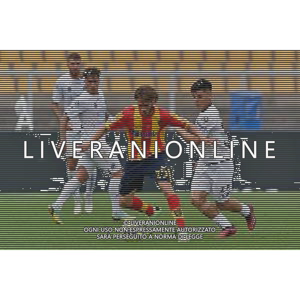 Antonino Gallo (US Lecce) and Kevin Agudelo (Spezia Calcio) during the Italian soccer Serie A match US Lecce vs Spezia Calcio on May 21, 2023 at Via del Mare Stadium in Lecce, Italy. Photo by Emmanuele Mastrodonato/ag. Aldo Liverani sas / AGENZIA ALDO LIVERANI SAS