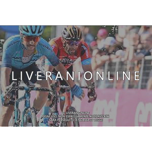 21-05-2023 Giro D\'italia; Tappa 15 Seregno - Bergamo; 2023, Astana Qazaqstan; 2023, Bahrain - Victorious; Velasco, Simone; Pasqualon, Andrea; Bergamo; ©SIROTTI / AGENZIA ALDO LIVERANI SAS