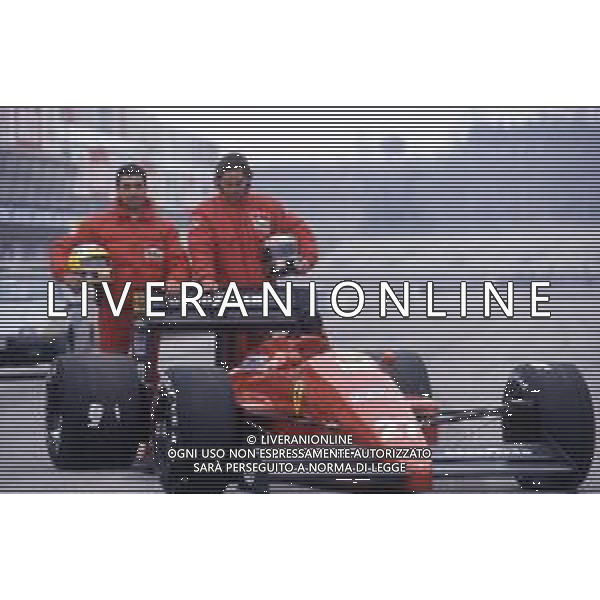 RETROSPETTIVA MICHELE ALBORETO PILOTA F1 NELLA FOTO MICHELE ALBORETO NELL\'ANNO 1987 CON GERHARD BERGER AG ALDO LIVERANI SAS  