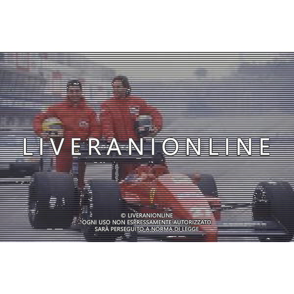 RETROSPETTIVA MICHELE ALBORETO PILOTA F1 NELLA FOTO MICHELE ALBORETO NELL\'ANNO 1987 CON GERHARD BERGER AG ALDO LIVERANI SAS  