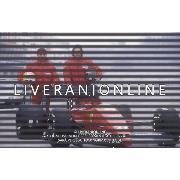 RETROSPETTIVA MICHELE ALBORETO PILOTA F1 NELLA FOTO MICHELE ALBORETO NELL\'ANNO 1987 CON GERHARD BERGER AG ALDO LIVERANI SAS  