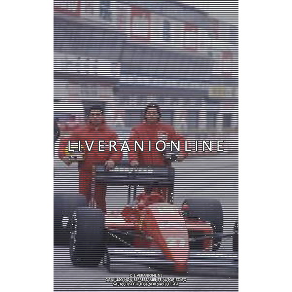 RETROSPETTIVA MICHELE ALBORETO PILOTA F1 NELLA FOTO MICHELE ALBORETO NELL\'ANNO 1987 CON GERHARD BERGER AG ALDO LIVERANI SAS  