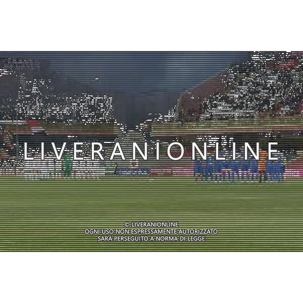 Minuto di Silenzio - Players of the two teams prior to the minute of silence in memory of the victims of Emilia Romagna flood during the Italian soccer Serie C match Calcio Foggia 1920 vs Audace Cerignola on May 22, 2023 at Pino Zaccheria Stadium in Foggia, Italy. Photo by Emmanuele Mastrodonato/ag. Aldo Liverani sas / Agenzia Aldo Liverani Sas