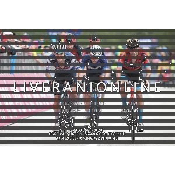 23-05-2023 Giro D\'italia; Tappa 16 Sabbio Chiese - Monte Bondone; 2023, Soudal - Quickstep; 2023, Movistar; 2023, Bahrain - Victorious; Van Wilder, Ilan; Rubio Einer, Augusto; Caruso, Damiano; Monte Bondone; ©SIROTTI/AGENZIA ALDO LIVERANI SAS