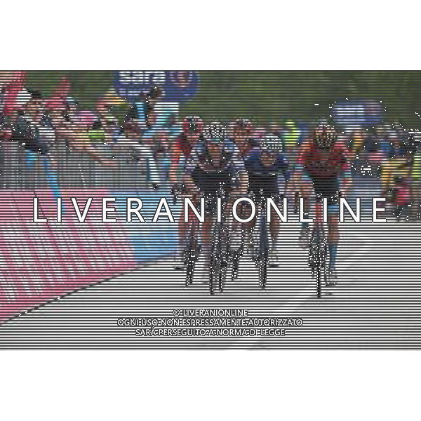 23-05-2023 Giro D\'italia; Tappa 16 Sabbio Chiese - Monte Bondone; 2023, Soudal - Quickstep; 2023, Movistar; 2023, Bahrain - Victorious; Van Wilder, Ilan; Rubio Einer, Augusto; Caruso, Damiano; Monte Bondone; ©SIROTTI/AGENZIA ALDO LIVERANI SAS