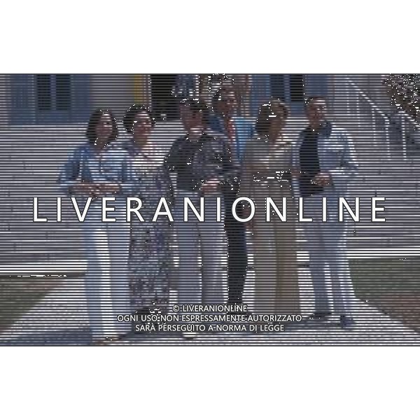 DP - CANNES FILM FESTIVAL 1976 - Presentazione del film fuori concorso \'Hollywood... Hollywood\' Nella foto Leslie Caron, Kathryn Grayson, Donald O\'Connor, Johnny Weissmuller, Cyd Charisse, Gene Kelly, ©Archivio Giovanni Liverani/Agenzia Aldo Liverani Sas