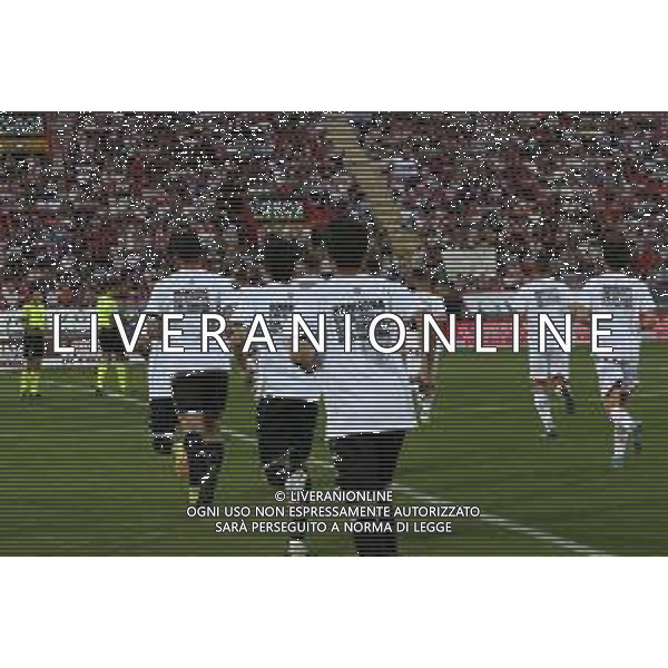 L.R. VICENZA - CESENA SECONDO TURNO PLAY OFF NAZIONALE - GARA DI ANDATA CAMPIONATO CALCIO SERIE C LEGA PRO 27.05.2023 NELLA FOTO I GIOCATORI ENTRANO IN CAMPO CON LA MAGLIA A SOSTEGNO DELLA ROMAGNA ALLUVIONATA ©PG / AGENZIA ALDO LIVERANI SAS