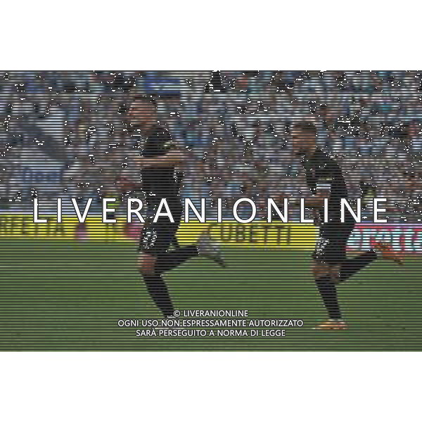 Lazio vs Cremonese Campionato Serie A TIM - 37 Giornata - Stadio Olimpico - Roma 28-05-2023 nella foto Esultanza dopo secondo gol di Sergej gol Milinkovic Savic con Ciro Immobile ©Federico Gaetano/ AGENZIA ALDO LIVERANI SAS