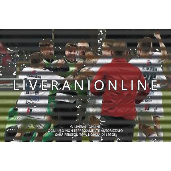 Diego Peralta (Calcio Foggia 1920) celebrates after scoring a goal with teammates during the Italian soccer Serie C match Calcio Foggia 1920 vs FC Crotone on May 27, 2023 at Pino Zaccheria Stadium in Foggia, Italy. Photo by Emmanuele Mastrodonato/ag. Aldo Liverani sas/Agenzia Aldo Liverani Sas