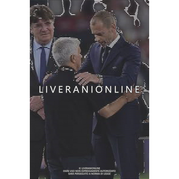 TVRG Jose\' Mourinho allenatore Roma SX e Aleksander Ceferin presidente UEFA DX Siviglia vs Roma Budapest (HUN) 31-05-2023 Puskas Arena Finale UEFA Europa League foto Roberto Garavaglia/ag. Aldo Liverani sas / Agenzia Aldo Liverani Sas