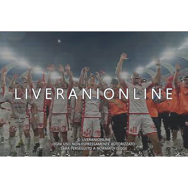 SSC Bari celebrates the victory during the Italian the Serie B Playoffs match SSC Bari vs FC Sudtirol on June 02, 2023 at the San Nicola stadium in Bari, Italy. Photo by Emmanuele Mastrodonato/ag. Aldo Liverani sas