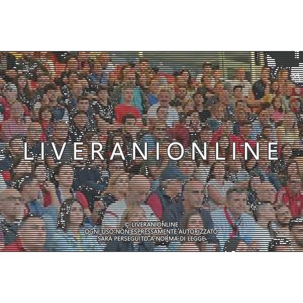 3-6-2023. In occasione della gara Parma Calcio-Cagliari Calcio, ritorno della semifinale dei play off di calcio serie Btk 2022/2023, allo stadio Unipol Domus di Cagliari vengono allestiti dei maxi schermi ed aperta la tibuna con accesso ai tifosi per assistere alla partita. Foto Salvatore Moi/Aldo Liverani s.a.s. Nella foto: Tifosi Cagliari ©MOI SALVATORE / AGENZIA ALDO LIVERANI SAS