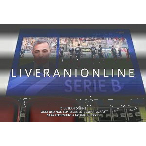 3-6-2023. In occasione della gara Parma Calcio-Cagliari Calcio, ritorno della semifinale dei play off di calcio serie Btk 2022/2023, allo stadio Unipol Domus di Cagliari vengono allestiti dei maxi schermi ed aperta la tibuna con accesso ai tifosi per assistere alla partita. Foto Salvatore Moi/Aldo Liverani s.a.s. Nella foto: Maxi schermo in campo allo stadio Uniopol Domus di Cagliari ©MOI SALVATORE / AGENZIA ALDO LIVERANI SAS
