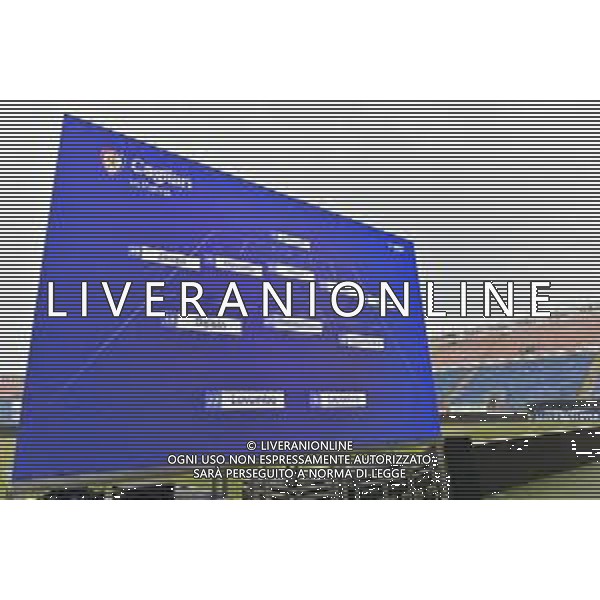 3-6-2023. In occasione della gara Parma Calcio-Cagliari Calcio, ritorno della semifinale dei play off di calcio serie Btk 2022/2023, allo stadio Unipol Domus di Cagliari vengono allestiti dei maxi schermi ed aperta la tibuna con accesso ai tifosi per assistere alla partita. Foto Salvatore Moi/Aldo Liverani s.a.s. Nella foto: Maxi schermo in campo allo stadio Uniopol Domus di Cagliari ©MOI SALVATORE / AGENZIA ALDO LIVERANI SAS