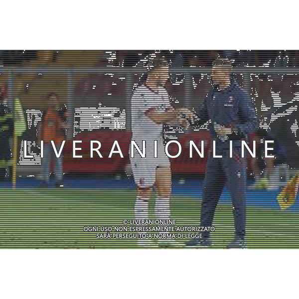 Marko Arnautovic (Bologna FC) and coach Thiago Motta (Bologna FC) during the Italian soccer Serie A match US Lecce vs Bologna FC on June 04, 2023 at Via del Mare Stadium in Lecce, Italy. Photo by Emmanuele Mastrodonato/ag. Aldo Liverani sas