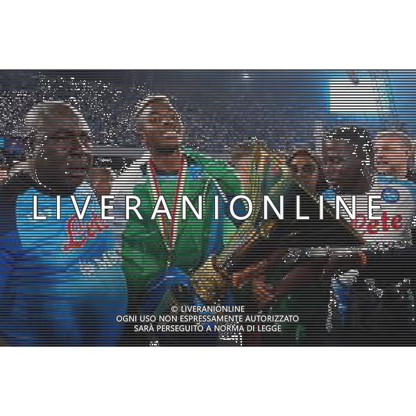 04-06-2023 NAPOLI-CAMPIONATO DI CALCIO SERIE A NAPOLI-SAMPDORIA nella foto: Il Napoli riceve la coppa del campionato, Victor Osimhen Foto Mosca, Ag.Liverani