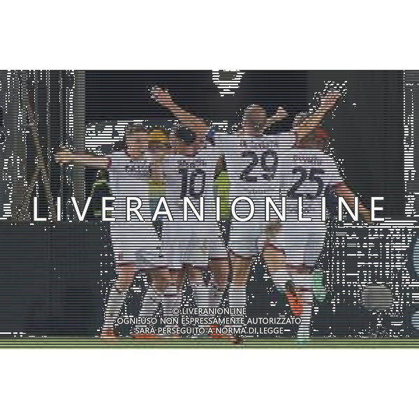 Lewis Ferguson (Bologna FC) celebrates after scoring a goal with teammates during the Italian soccer Serie A match US Lecce vs Bologna FC on June 04, 2023 at Via del Mare Stadium in Lecce, Italy. Photo by Emmanuele Mastrodonato/ag. Aldo Liverani sas