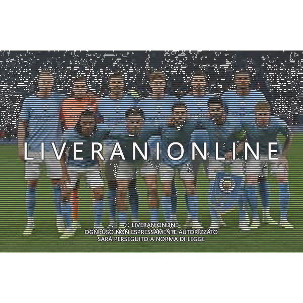 TVRG formazione Manchester City, in piedi da SX Erling Haaland, Ederson Santana de Moraes, Rodri Rodrigo Hernandez Cascante, John Stones, Ruben Dias e Manuel Obafemi Akanji; in basso da SX Nathan Benjamin Ake\', Jack Peter Grealish, Bernardo Silva, Ilkay Gundogan e Kevin De Bruyne Manchester City vs Inter Istanbul (TUR) 10-06-2023 Ataturk Olympic Stadium Finale UEFA Champions League foto Roberto Garavaglia/ag. Aldo Liverani sas