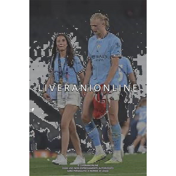 TVRG Erling Haaland (Manchester City) con la fidanzata Isabel Haugseng Johansen Manchester City vs Inter Istanbul (TUR) 10-06-2023 Ataturk Olympic Stadium Finale UEFA Champions League foto Roberto Garavaglia/ag. Aldo Liverani sas