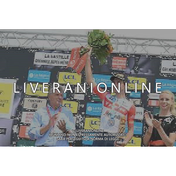 11-06-2023 Criterium Du Dauphine Libere; Tappa 08 Le Pont De Clax - Grenoble - La Bastille; 2023, Trek - Segafredo; Ciccone, Giulio; Thevenet, Bernard; Grenoble - La Bastille; ©SIROTTI / AGENZIA ALDO LIVERANI SAS