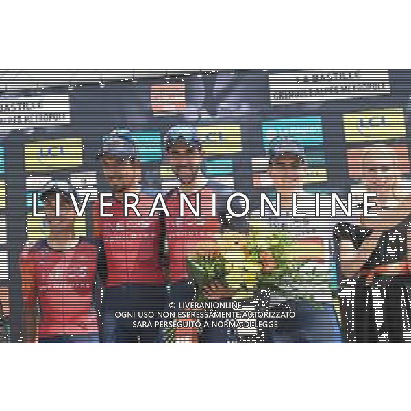 11-06-2023 Criterium Du Dauphine Libere; Tappa 08 Le Pont De Clax - Grenoble - La Bastille; 2023, Ineos Grenadiers; Rodriguez Cano, Carlos; Bernal Gomez, Arley; Martinez Poveda, Daniel Felipe; Castroviejo, Jonathan; Grenoble - La Bastille; ©SIROTTI / AGENZIA ALDO LIVERANI SAS