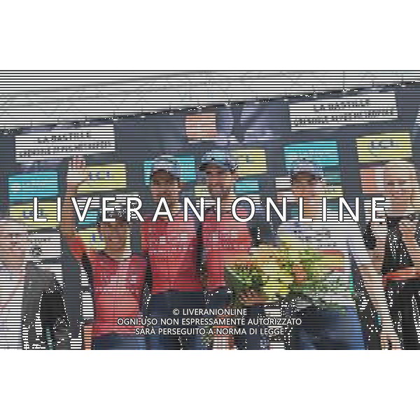 11-06-2023 Criterium Du Dauphine Libere; Tappa 08 Le Pont De Clax - Grenoble - La Bastille; 2023, Ineos Grenadiers; Rodriguez Cano, Carlos; Bernal Gomez, Arley; Martinez Poveda, Daniel Felipe; Castroviejo, Jonathan; Grenoble - La Bastille; ©SIROTTI / AGENZIA ALDO LIVERANI SAS