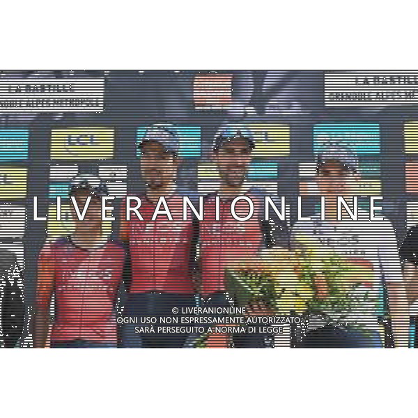 11-06-2023 Criterium Du Dauphine Libere; Tappa 08 Le Pont De Clax - Grenoble - La Bastille; 2023, Ineos Grenadiers; Rodriguez Cano, Carlos; Bernal Gomez, Arley; Martinez Poveda, Daniel Felipe; Castroviejo, Jonathan; Grenoble - La Bastille; ©SIROTTI / AGENZIA ALDO LIVERANI SAS