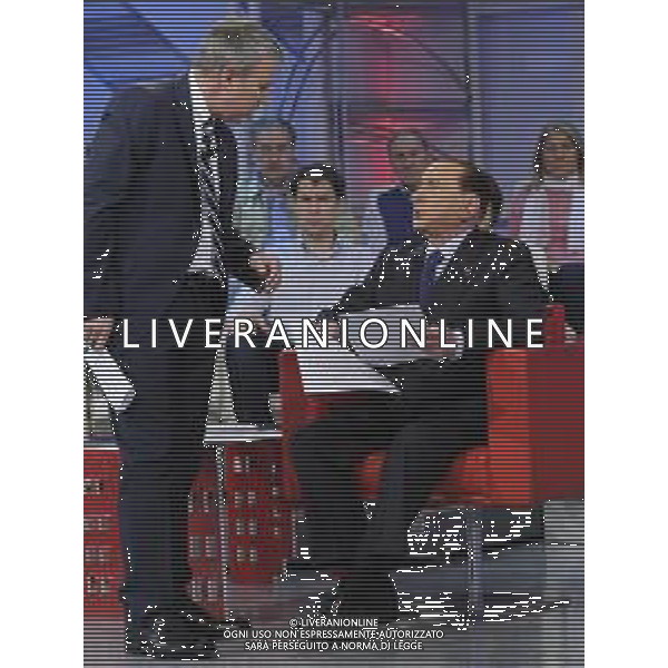 Roma - 21/05/2014 - Studi Rai - Silvio Berlusconi ospite della trasmissione TV " Agora\' " - nella foto: Silvio Berlusconi con Gerardo Greco / Ph. Fabrizio Corradetti - Ag. Aldo Liverani sas