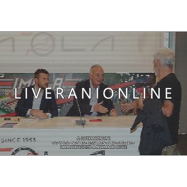 IMOLA 12 06 2023 AUTODROMO ENZO E DINO FERRARI CONFERENZA STAMPA "IMOLA SUMMER SOUND"PER LA ROMAGNA NELLA FOTO DA DESTRA ROLANDO RIVI STUDIO S SALUTA MAURIZIO SALVADORI TRIDENT MUSIC E SINDACO MARCO PANIERI ©SANNA/AGENZIA ALDO LIVERANI SAS