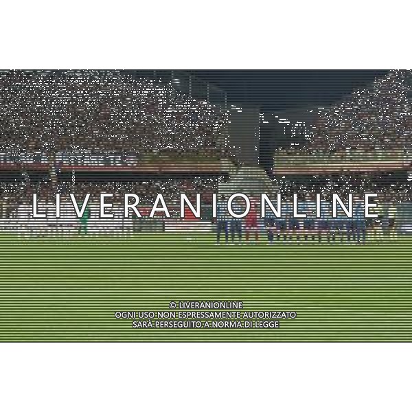 Players of the two teams prior to the minute of silence in memory of Silvio Berlusconi during the Italian soccer Serie C Playoffs match Calcio Foggia vs Calcio Lecco 1912 on June 13, 2023 at Pino Zaccheria Stadium in Foggia, Italy. Photo by Emmanuele Mastrodonato/ag. Aldo Liverani sas