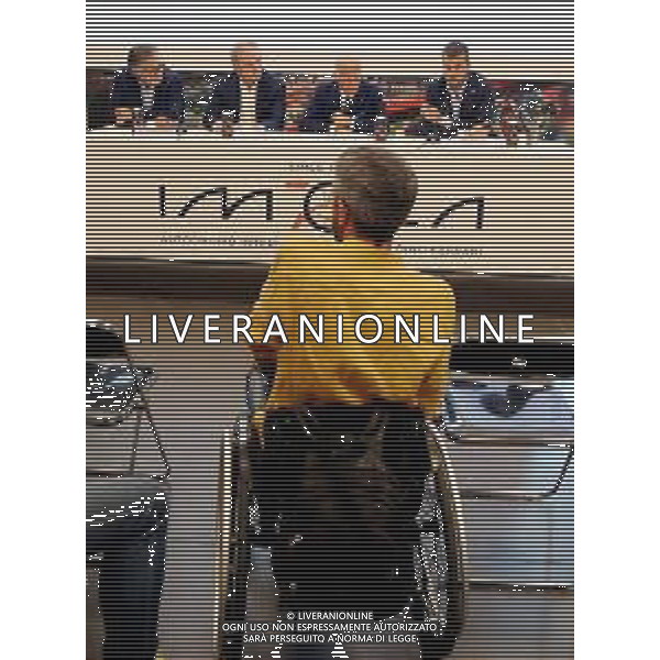 IMOLA 15 06 2023 AUTODROMO ENZO E DINO FERRARI CONFERENZA STAMPA SICUREZZA STRADALE E PATENTE DI GUIDA PER PERSONE CON DISABILITA\' NELLA FOTO ANGELO STICCHI DAMIANI PRESIDENTE ACI,ING MARIO TUBERTINI,MARCO GASPARRI GIANCARLO MINARDI E SINDACO MARCO PANIERI ©SANNA / AGENZIA ALDO LIVERANI SAS