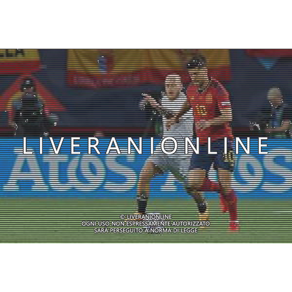 Marco Asensio (Spain) and Federico Dimarco (Italy) during the UEFA Nations League 2022/23 semifinal match between Spain and Italy at FC Twente Stadium on June 15, 2023 in Enschede, Netherland. Photo by Emmanuele Mastrodonato/ag. Aldo Liverani sas