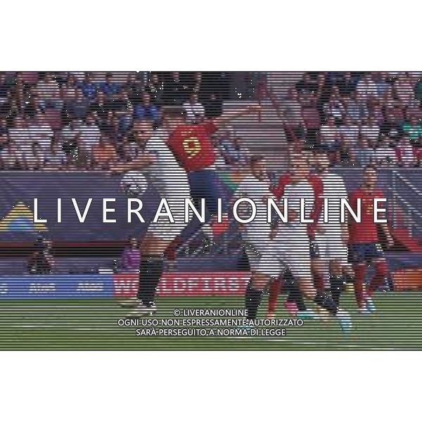 Leonardo Bonucci (Italy) and Gavi (Spain) during the UEFA Nations League 2022/23 semifinal match between Spain and Italy at FC Twente Stadium on June 15, 2023 in Enschede, Netherland. Photo by Emmanuele Mastrodonato/ag. Aldo Liverani sas