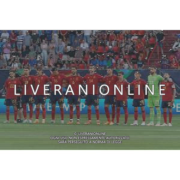 Spain\'s squad holds a moment of silence in memory of Silvio Berlusconi during the UEFA Nations League 2022/23 semifinal match between Spain and Italy at FC Twente Stadium on June 15, 2023 in Enschede, Netherland. Photo by Emmanuele Mastrodonato/ag. Aldo Liverani sas
