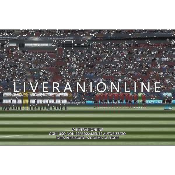 Players of the two teams prior to the minute of silence in memory of Silvio Berlusconi during the UEFA Nations League 2022/23 semifinal match between Spain and Italy at FC Twente Stadium on June 15, 2023 in Enschede, Netherland. Photo by Emmanuele Mastrodonato/ag. Aldo Liverani sas