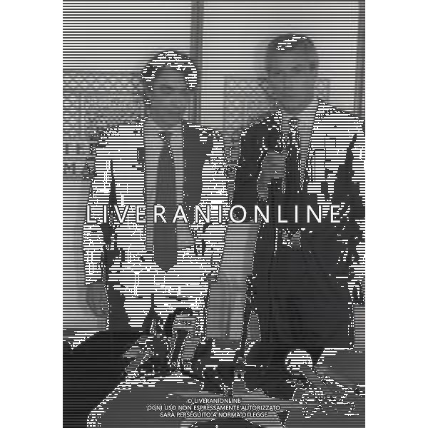 NEG-RETROSPETTIVA MASSIMO MORATTI PRESIDENTE INTER  NELLA FOTO MASSIMO MORATTI CON MARCO TRONCHETTI PROVERA PRESIDENTE PIRELLI PER LA SPONSORIZZAZIONE SULLE MAGLIE DELL\'INTER A TERRAZZA MARTINI MILANO NELL\'ANNO 1995 AG ALDO LIVERANI SAS  