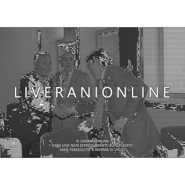 NEG-RETROSPETTIVA MASSIMO MORATTI PRESIDENTE INTER  NELLA FOTO MASSIMO MORATTI IL PRIMO GIORNO IN LEGA CALCIO DA PRESIDENTE INTER NELL\'ANNO 1995 CON VINCENZO MATARRESE AG ALDO LIVERANI SAS 
